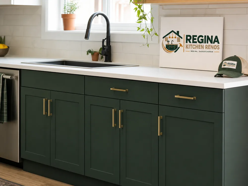 Straight cabinet run with consistent door reveals, finished end panels, and a clean toe-kick line